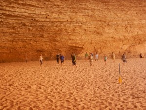 A game of Ultimate Frisbee in Red Wall Cavern